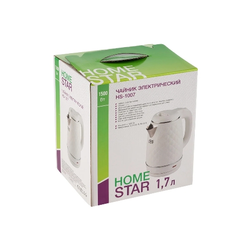 Чайник электрический Homestar HS-1007 1,7 л, 1500 Вт, белый