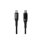 Кабель OLMIO GEEK, Type-C - Type-C, 60W, 1.2м, тканевая оплетка, LCD, черный