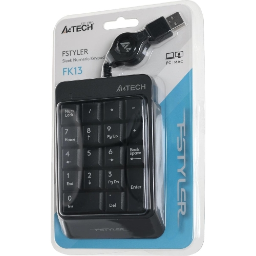 Числовой блок проводной A4Tech Fstyler FK13, USB, серый