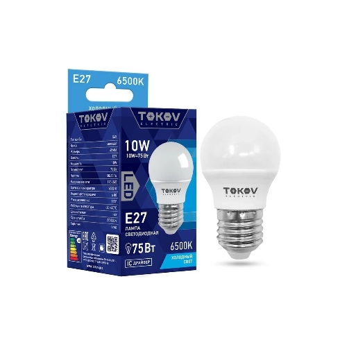 Лампа светодиодная TOKOV ELECTRIC 10Вт G45 6500К Е27 176-264В