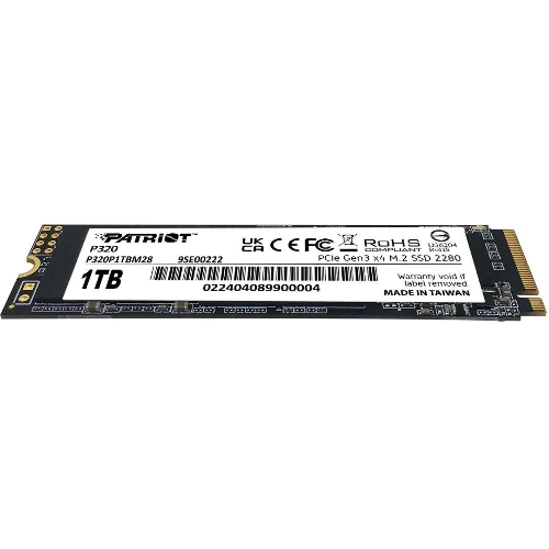 Накопитель SSD Patriot P320, 1Tb, PCIe 3.0 x4, M.2 2280, NVMe, R/W 3000/2200
