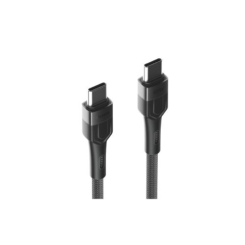 Кабель OLMIO BOLT, Type-C - Type-C, 60W, 1.2м, тканевая оплетка, черный