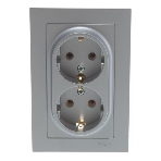 Розетка 2-м AtlasDesign с заземл. 16А в сборе алюм. SchE ATN000324