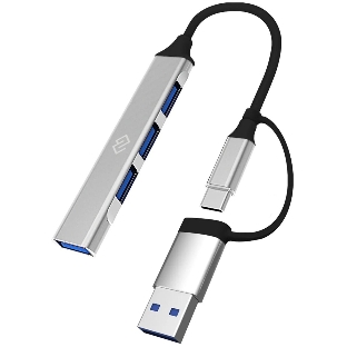 USB-разветвитель Digma DHUB-4USB-AC-3.0, USB-C + USB-A, USB 3.0 4порта, USB