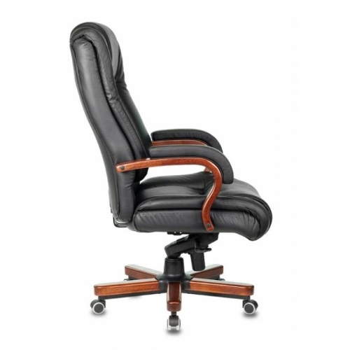 Кресло Бюрократ T-9925WALNUT/BLACK черный, кожа
