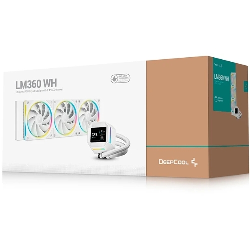 Система жидкостного охлаждения Deepcool LM360 WH ARGb Soc-AM5/AM4/1200/1700/1851 белый 4-pin 19-36dB Al LCD 250W 1729gr Ret (R-LM360-WHDMMC-1)