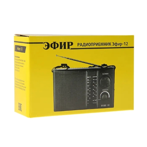 Радиоприемник ЭФИР 12 FM 64-108МГц, бат. 2*R20, 220V