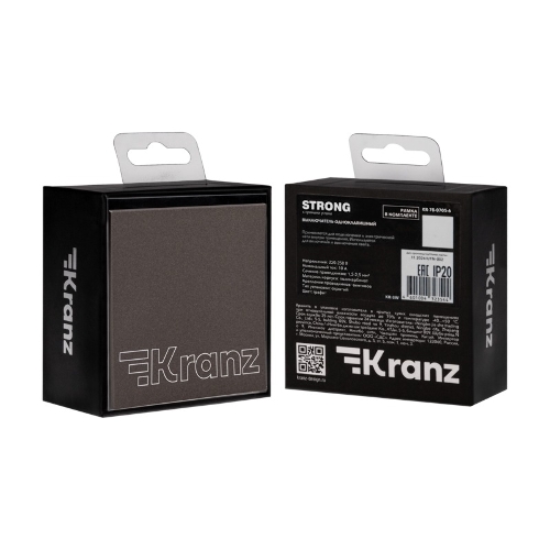 Выключатель Kranz STRONG 1 кл 10А с/у графит