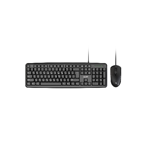 Комплект клавиатура и мышь ABR KM600 черный, интерфейс USB, проводной, RU/EN