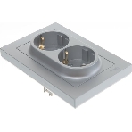 Розетка 2-м AtlasDesign с заземл. 16А в сборе алюм. SchE ATN000324