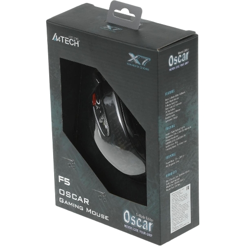 Мышь проводная A4Tech F5 черный, 3000 dpi, USB, кнопки - 7