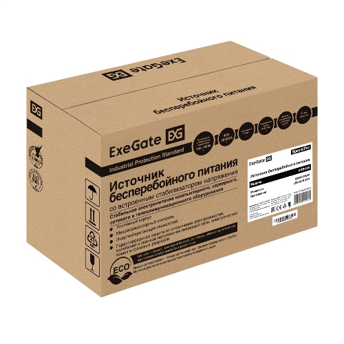 Источник бесперебойного питания ExeGate SpecialPro UNB-600.LED.AVR.EURO 600VA/360W, LED, AVR, 2 евророзетки, черный