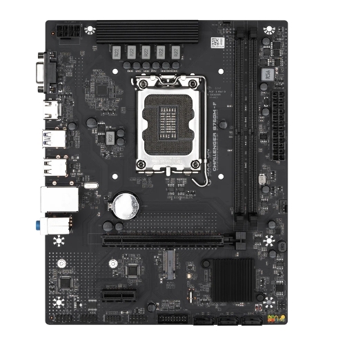 Материнская плата Maxsun Challenger B760M-F, LGA 1700, Intel B760, 2xDDR4, 3xSATA III, 2xM.2, 1xPCIe 4.0 x16, 1xHDMI, 1xVGA, 1xRJ-45 1Gb LAN, 2xUSB 3.2 Gen 1, 4xUSB 2.0, 3x3.5 мм, 5.1, mATX
