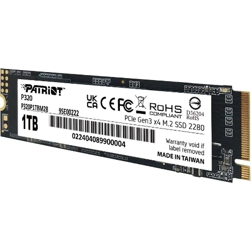 Накопитель SSD Patriot P320, 1Tb, PCIe 3.0 x4, M.2 2280, NVMe, R/W 3000/2200