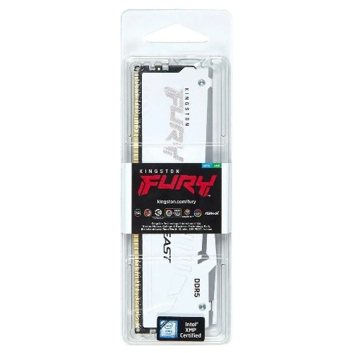 Оперативная память Kingston Fury Beast, DDR5, 16Gb (1x16Gb), 6000MHz, CL36, DIMM, с радиатором, RGB, белый