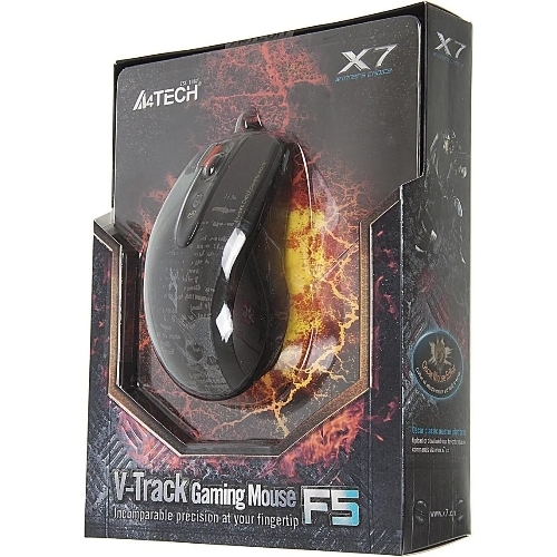 Мышь проводная A4Tech F5 черный, 3000 dpi, USB, кнопки - 7