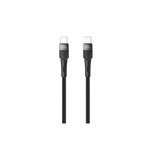 Кабель OLMIO BOLT, Type-C - Type-C, 60W, 1.2м, тканевая оплетка, черный