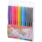 Фломастеры Deli EC10003 ColoRun, вентилируемый колпачок, 12 цветов, пакет с европодвесом