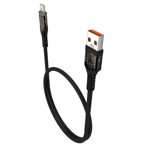 Дата-кабель Maxvi MC-33L USB-Lightning 2.4А, прозрачный корпус, LED подсветка, 1м, черный