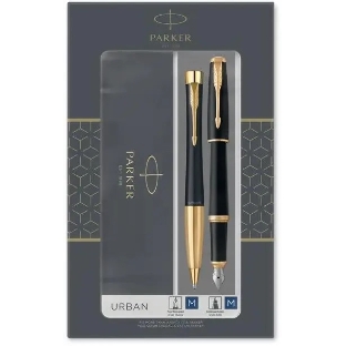 Набор ручек Parker Urban Core FK200 (CW2093381) Muted черный GT сталь нержавеющая, подарочная коробка ручка перьевая, ручка шариковая