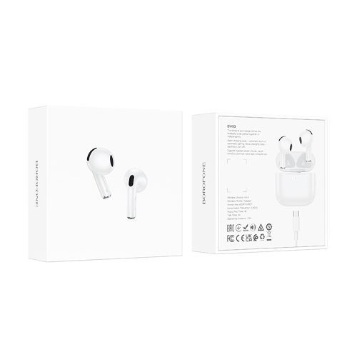 Наушники TWS Borofone BW83 белый, вкладыши, Bluetooth, до 4 ч