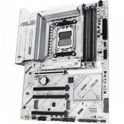 Материнская плата ASUS X870 MAX GAMING WIFI7 W, AM5, AMD X870, 4xDDR5, 4xSATA, 3xM.2, 1xPCIe 5.0 x16, 2xPCIe 4.0 x16, 1xPCIe 3.0 x16, 1xHDMI, 2xUSB Type-C (Display), 1x2.5Gb LAN, Wi-Fi 7, Bluetooth 5.4, 2xUSB-C 40Gbps, 1xUSB-A 10Gbps, 3xUSB-A 5Gbps, 4xUSB-A 2.0, 3x3.5 мм, 7.1, ATX