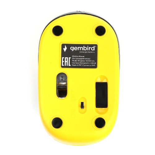 Мышь беспроводная Gembird MUSW-615 желтый, 1200 dpi, радиоканал, USB, кнопки - 3