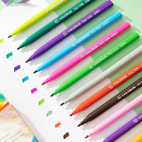 Фломастеры Deli EC10000 ColoRun, вентилируемый колпачок, 12 цветов, коробка с европодвесом