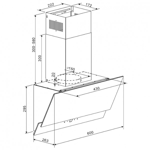 Вытяжка каминная Zigmund & Shtain K 151.6 W белый, 60 см, 650 куб. м/ч, 55 дБ