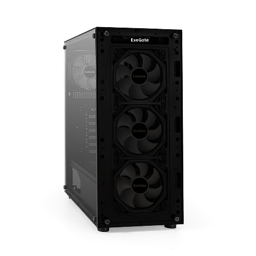 Компьютерный корпус Miditower ExeGate i3 BASE-EVO800 (ATX, БП EVO800RGb с вент. 12 см, с окном, 1хUSB+1хUSB 3.0, аудио, 4 вент. 12см с RGb подсветкой)