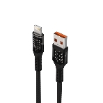 Дата-кабель Maxvi MC-33L USB-Lightning 2.4А, прозрачный корпус, LED подсветка, 1м, черный