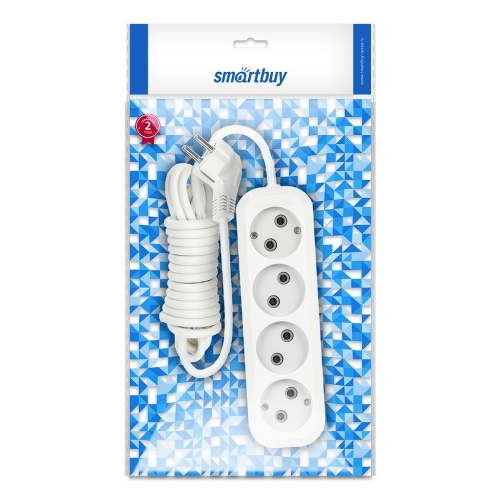 Удлинитель Smartbuy (SBE-10-4-02-N) 4 гнз х 2,0 м (10А/2.2 кВт, ПВС 2х1.0)
