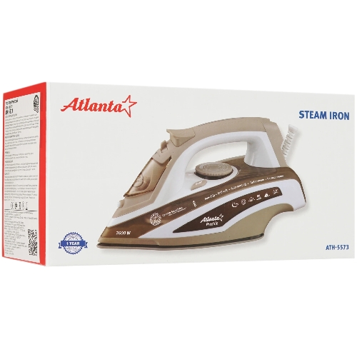 Утюг Atlanta ATH-5573 коричневый/белый, 2600 Вт, 38 г/мин, 132 г/мин, 400 мл