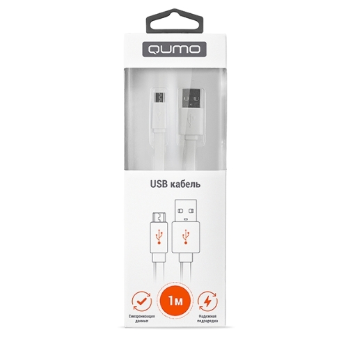 Кабель Cable Qumo mUSB 1м плоск белый (R-UmU-1,5W) (20516)