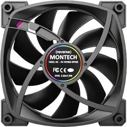 Вентилятор для корпуса Montech RX120 Reverse ARGb 120х120x25 черный 4-pin 27дБ (RX120 PWM BLACK) Ret