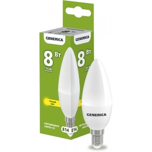 Лампа cветодиодная LED IEK LL-C35-08-230-30-E14-G C35 свеча 8Вт 230В 3000К E14 GENERICA