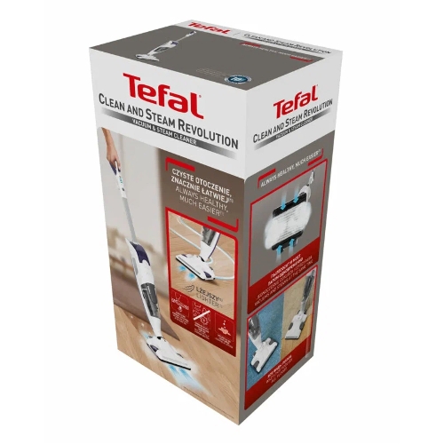 Пылесос Tefal Clean&Steam VP7751WH, белый, 1500/1500 Вт, уборка влажная/комбинированная/паром/сухая, пылесборник контейнер 0.3 л
