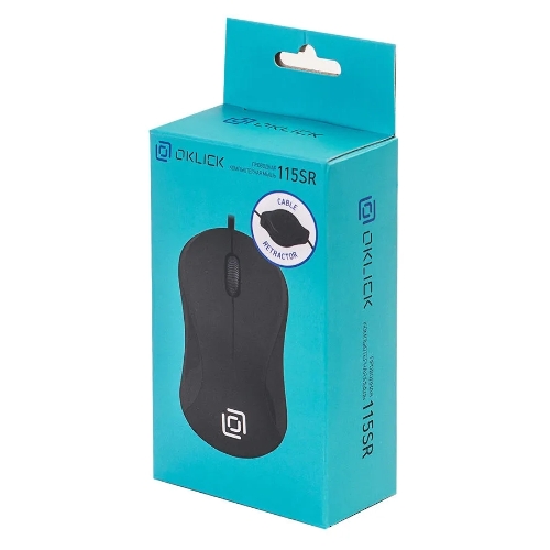 Мышь проводная Oklick 115SR черный, 1000 dpi, USB, кнопки - 3