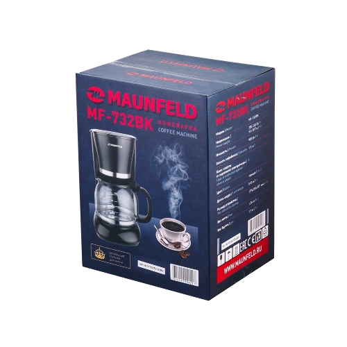 Кофеварка капельная Maunfeld MF-732BK черный, исп. кофе - молотый, 1,5 л, 1000 Вт