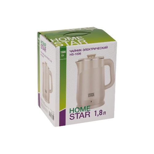 Чайник электрический Homestar HS-1006 1.8л бежевый, двойной корпус