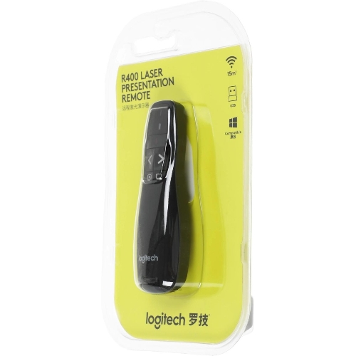 Презентер беспроводной Logitech R400 черный, радиоканал, USB, кнопки - 5