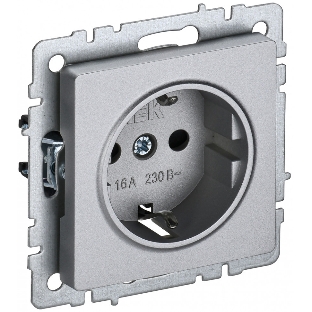 Розетка 1-местная IEK BRITE РС14-1-0-БрА (BR-R14-16-K47) с заземлением, с защитными шторками, 16А, алюминий