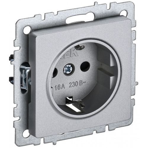 Розетка 1-местная IEK BRITE РС14-1-0-БрА (BR-R14-16-K47) с заземлением, с защитными шторками, 16А, алюминий