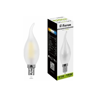 Лампа светодиодная Feron LB-714 11Вт Е14 белый матовая свеча на ветру FILAMENT