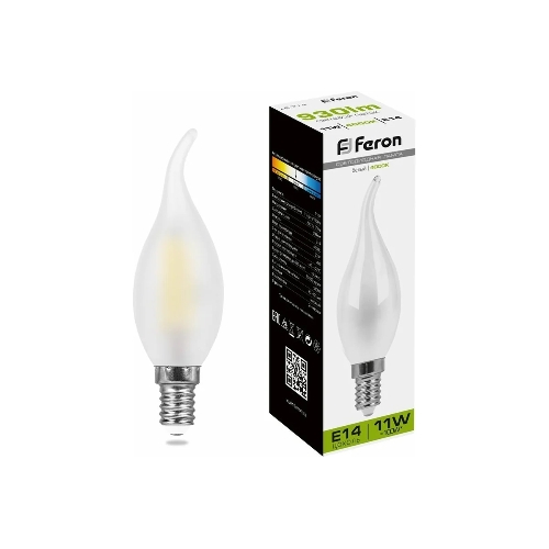 Лампа светодиодная Feron LB-714 11Вт Е14 белый матовая свеча на ветру FILAMENT