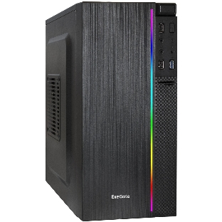 Компьютерный корпус Minitower ExeGate mEVO-9302-NPX450 (mATX, БП 450NPX с вент. 12см, 2хUSB+1хUSB 3.0, HD аудио, черный, с RGb подсветкой)