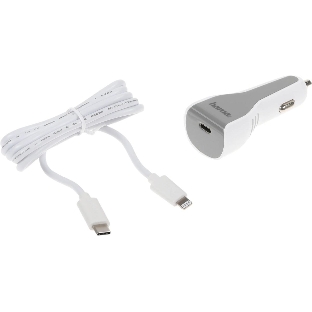 Комплект зарядное устройство Hama H-183317 3A PD для Apple кабель Apple Lightning/Type-C белый