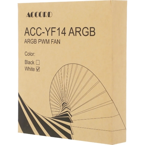 Вентилятор для корпуса Accord ACC-YF14 ARGb 140х140x25 белый 4-pin (ACC-YF14 ARGb белый) brown box