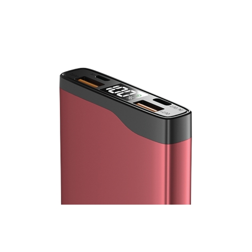Портативный аккумулятор OLMIO QL-10, 10000mAh, 22.5W, QuickCharge3.0/PowerDelivery, LCD, красный,