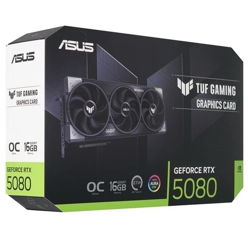 Видеокарта ASUS TUF-RTX 5080-O16G-GAMINGRTX 5080,HDMIx2,DPx3,16G,D7; 90YV0M30-M0NA00 (TUF-RTX 5080-O16G-GAMING)